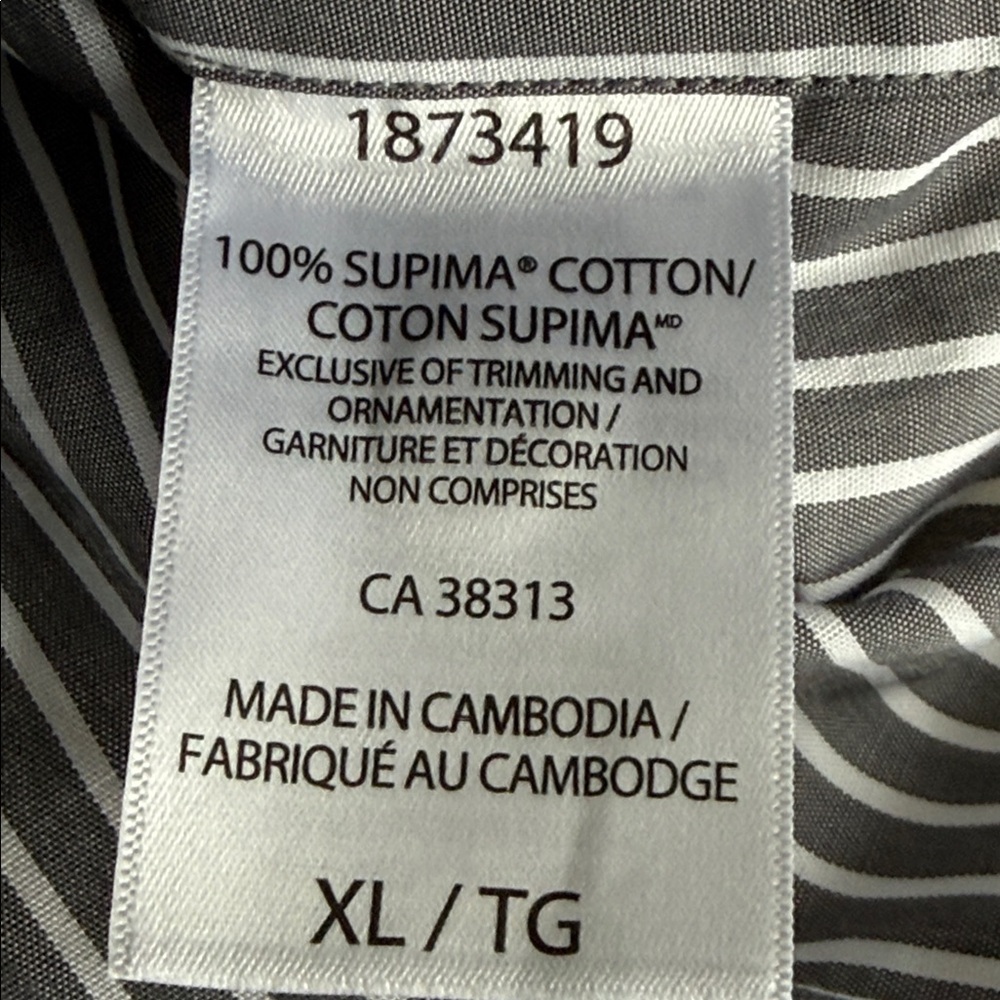 United Color’s of Benetton Classic Men’s Striped Button-Up Shirt gray/white XL - Picture 6 of 7